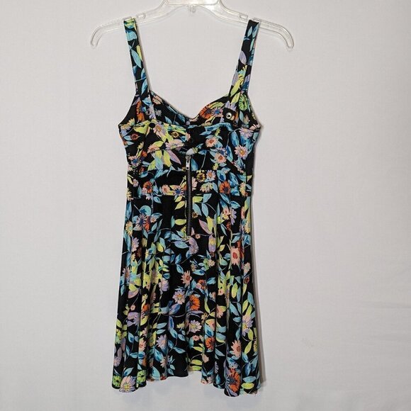 Women's VOLCOM Floral Tank Knit Mini Dress; Peek Hole; Back Zipper; Size M - Picture 2 of 7